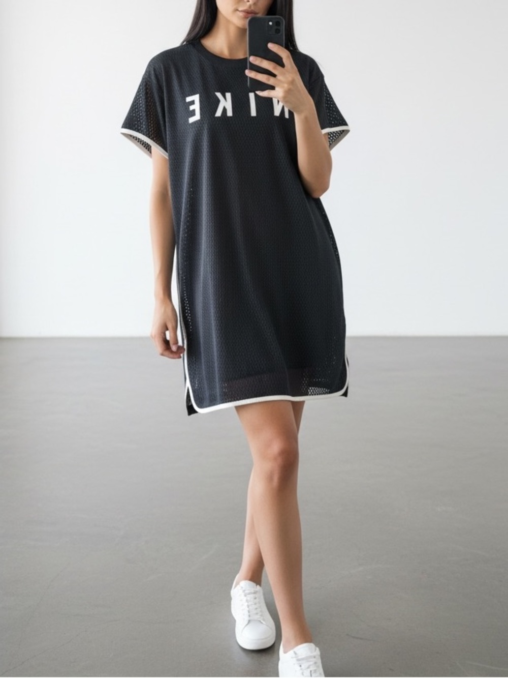 Vintage Y2K Nike Mesh Tee Dress Size M Oversized Vented
